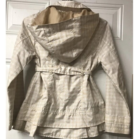 F.O.G. By London Fog Girls Light Trench Jacket Size 10 Tan Plaid w/ Detach Hood - Picture 5 of 8
